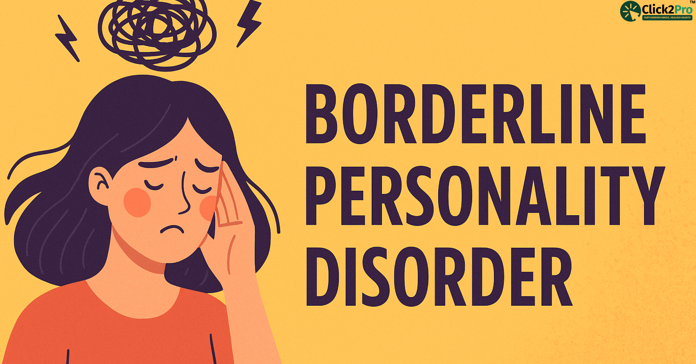 Illustration of a woman showing emotional distress related to borderline personality disorder.