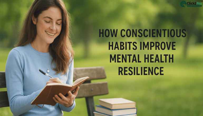 Woman writing in a journal to build conscientious habits for mental health resilience