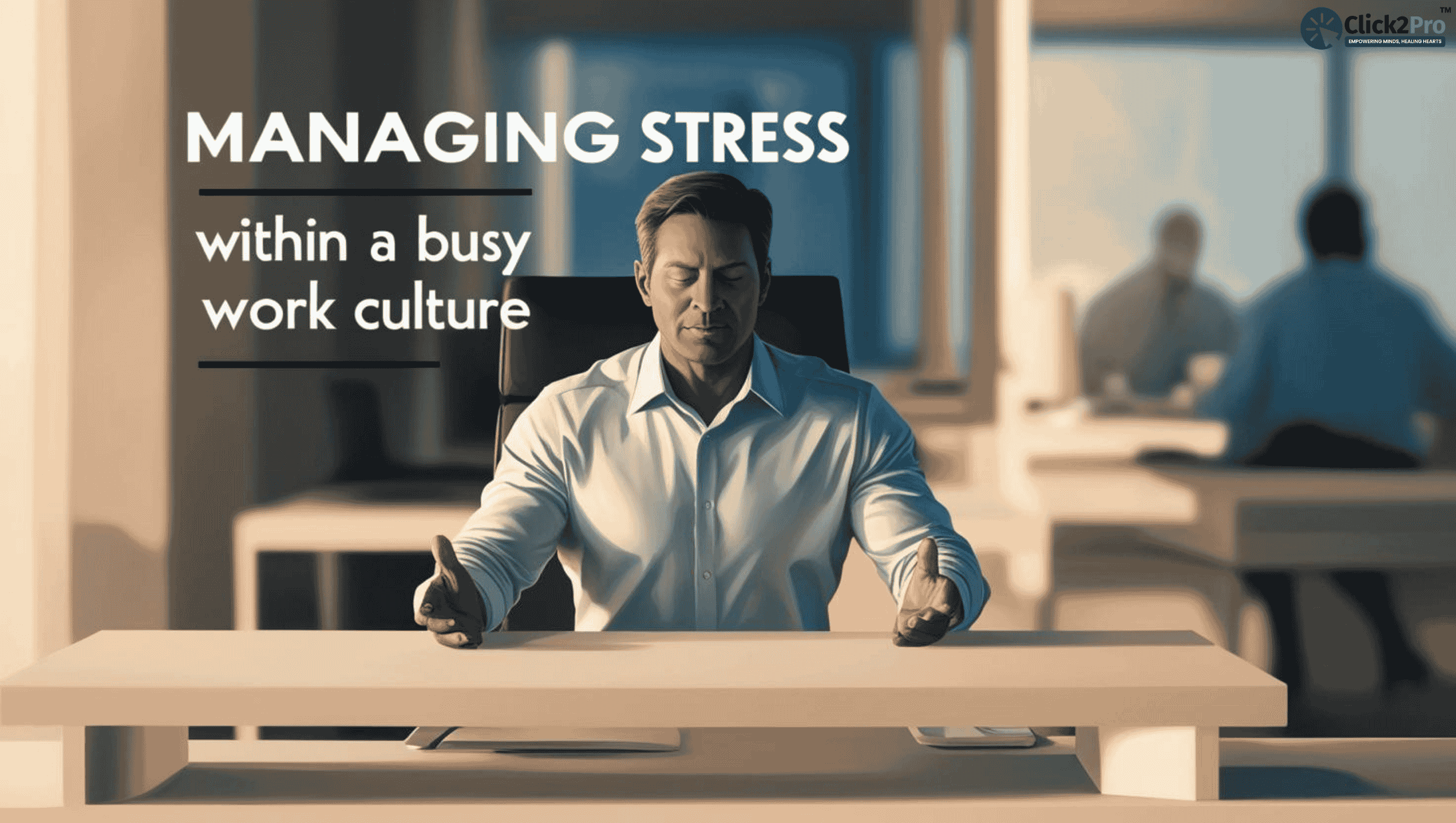Professional managing stress in a busy work culture through mindfulness at the workplace