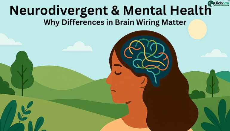 Illustration of neurodivergent brain wiring and mental health awareness concept