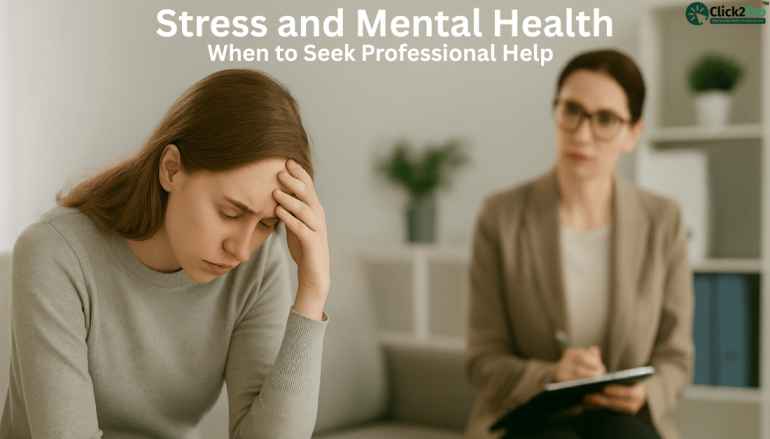 Stressed woman in therapy session discussing mental health with a professional counselor