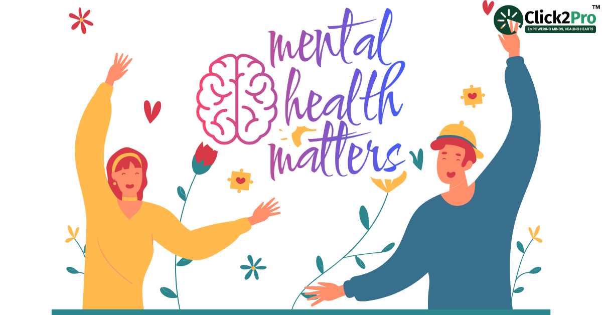 Mental health awareness illustration showing diverse individuals celebrating with the message 'Mental Health Matters,' reflecting progress in mental health understanding and advocacy.
