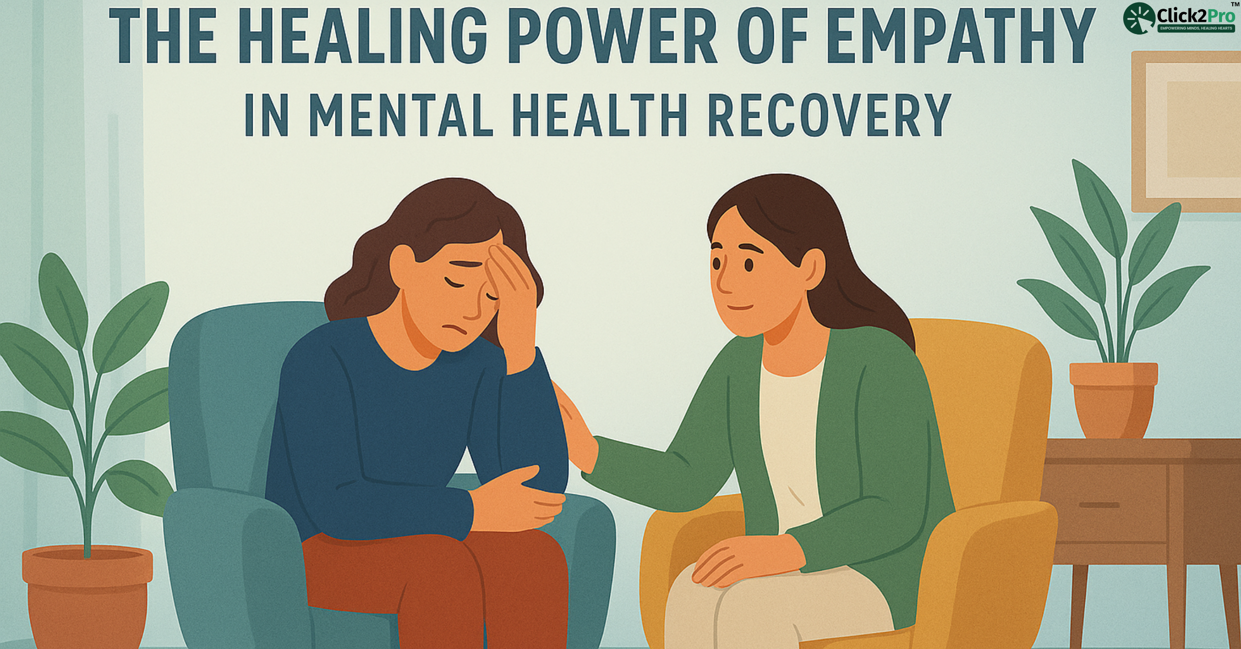 Empathy in mental health recovery as a therapist supports a person in emotional distress.