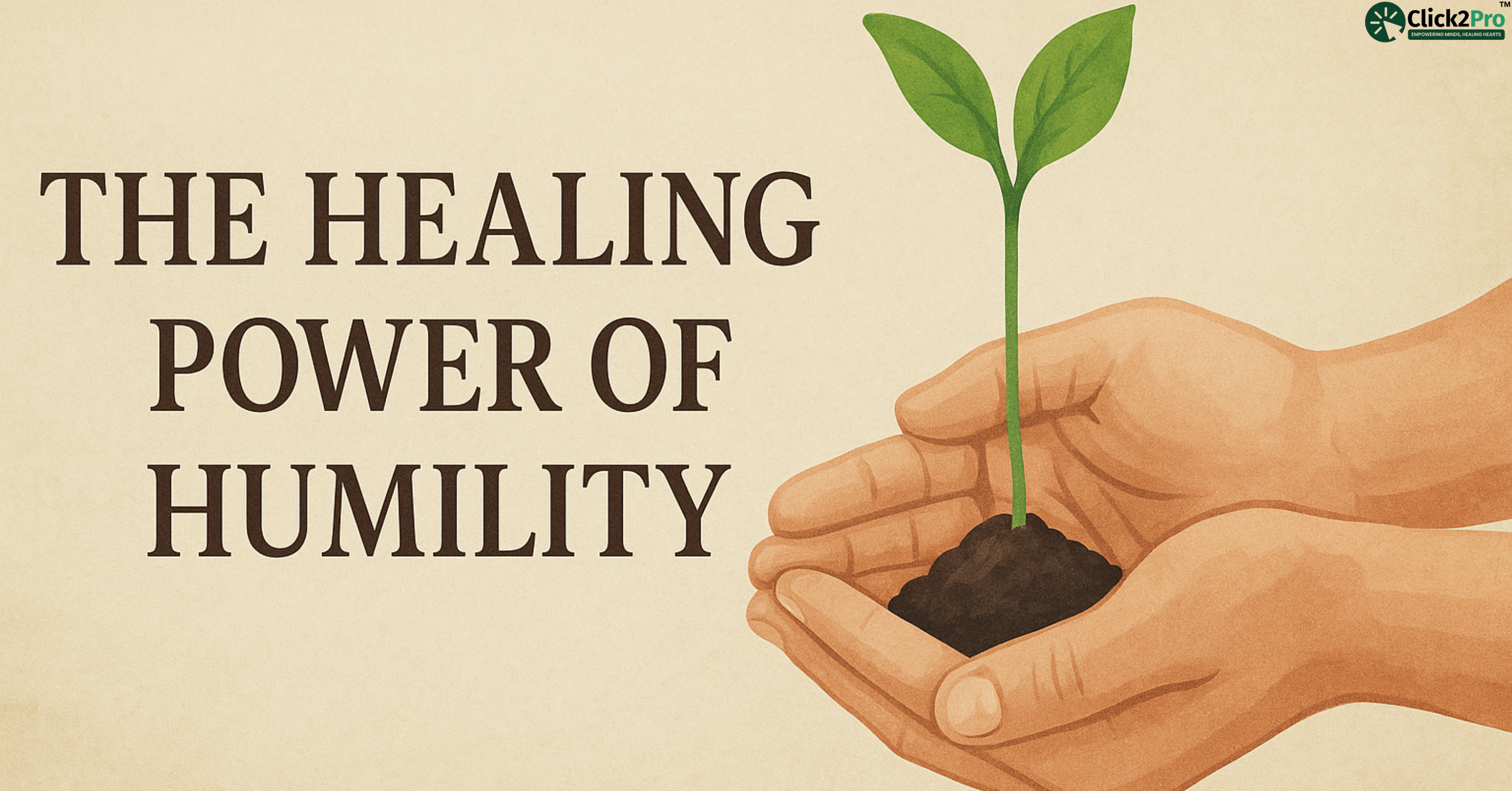 Hands nurturing a small plant symbolizing the healing power of humility in mental health.