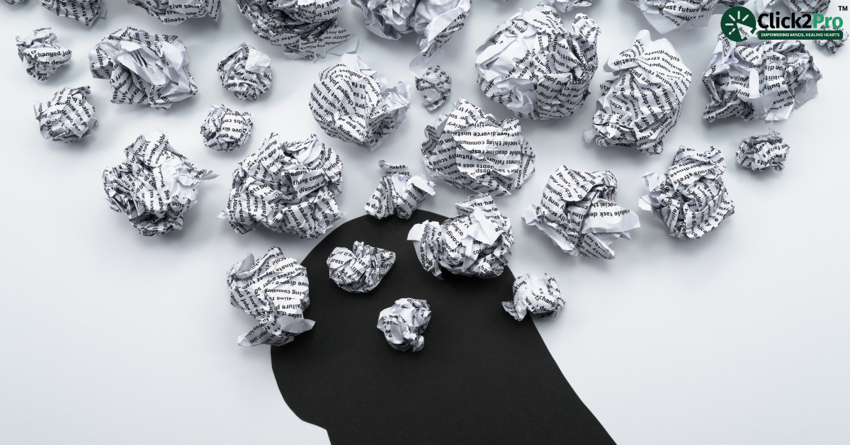 Visual representation of mental wellness challenges; crumpled paper symbolizes stress and mental strain.