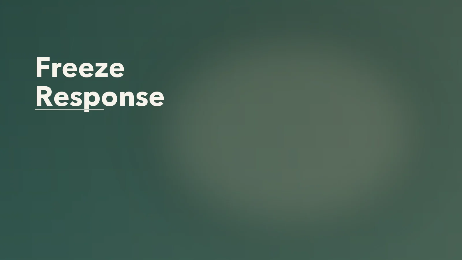 Editorial blog cover with the words 'Freeze Response' for an article about the freeze response: what it looks like beyond “doing nothing”.