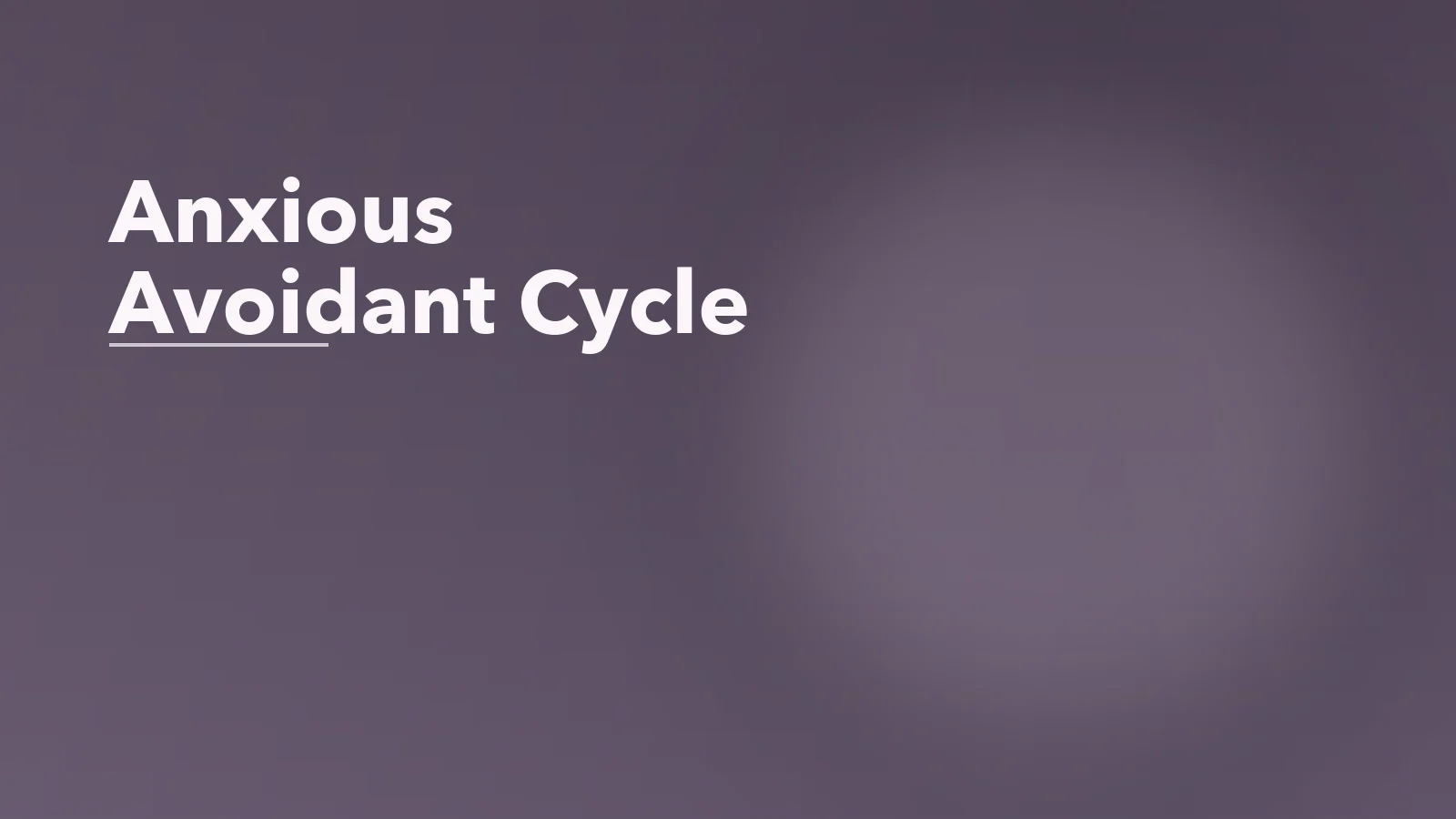 Editorial blog cover with the words 'Anxious Avoidant Cycle' for an article about what the anxious-avoidant dance does to both people over time.